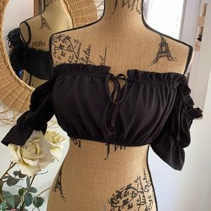 Black off shoulder crop top